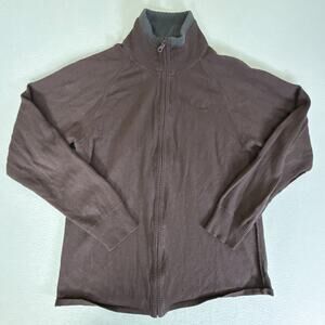 The North Face Men's Medium Wool Blend Full Zip Mock Neck Sweater Jacket Brown